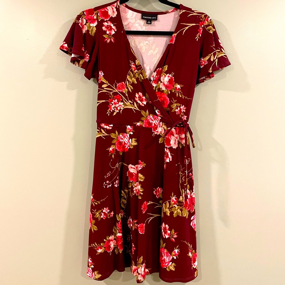 Maroon floral dress